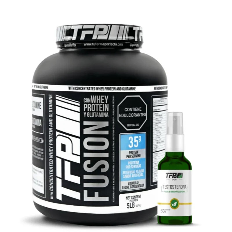 Combo aumento de musculo proeina TFP Fusion y Testosterona Homeopatica