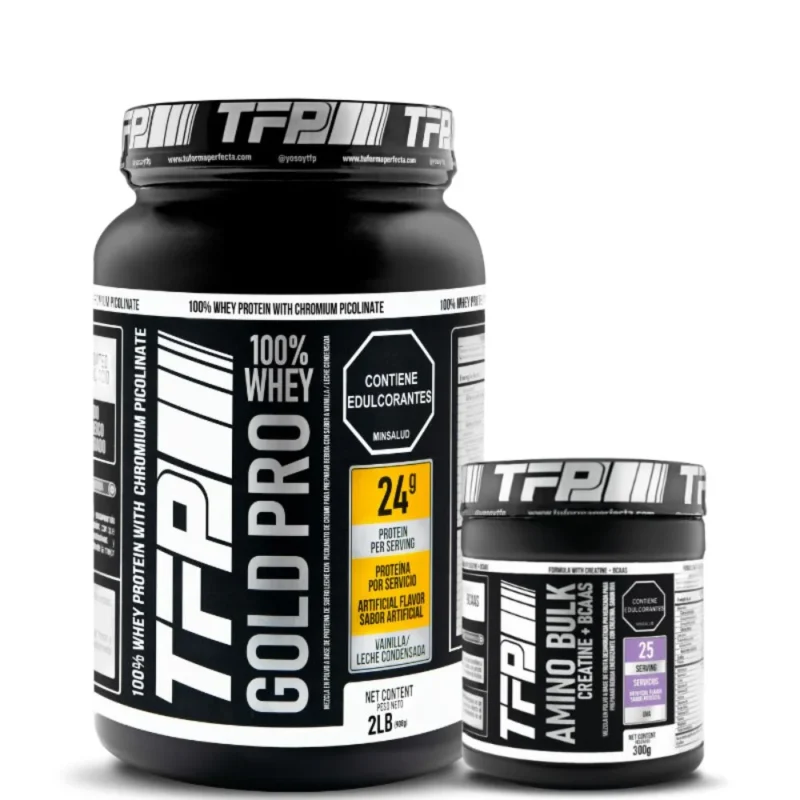 Promocion para aumento de musculo limpio proteina TFP Gold Pro y creatina monohidratada