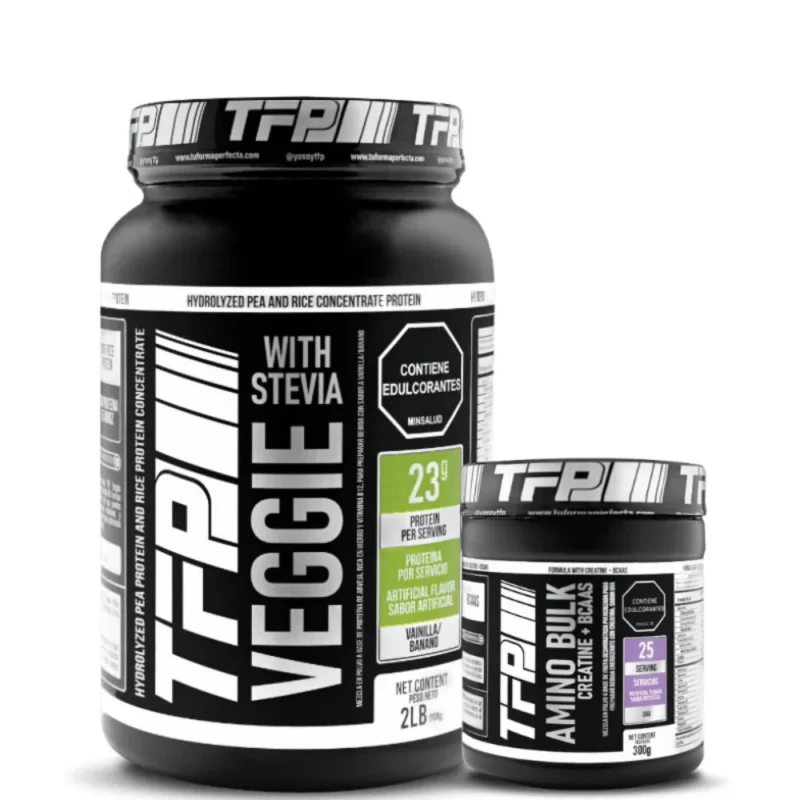 Combo ganancia muscular para veganos proteina TFP Veggie con creatina monohidratada