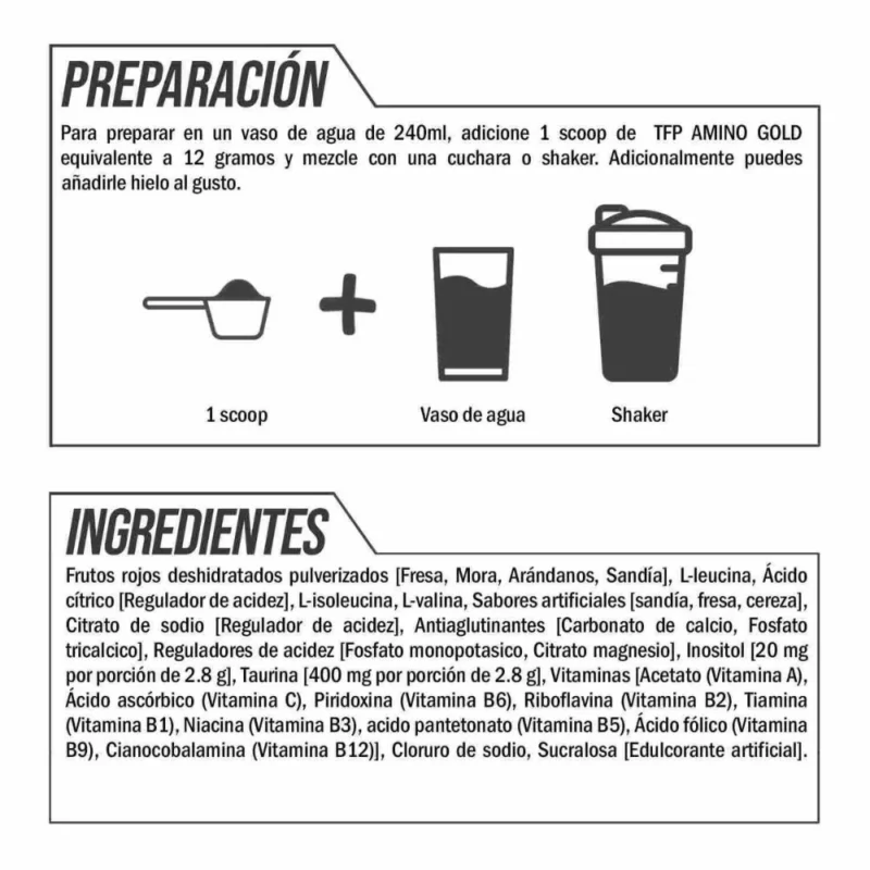 aminoacidos TFP Amino Gold ingredientes y forma de preparacion