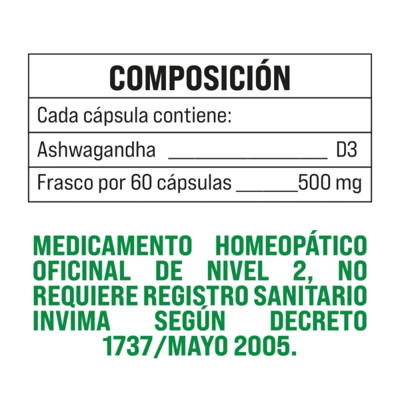 TFP Ashwagandha tabla nutricional
