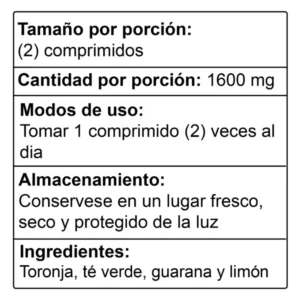 Quemador de Grasa TFP Red Line tabla nutricional