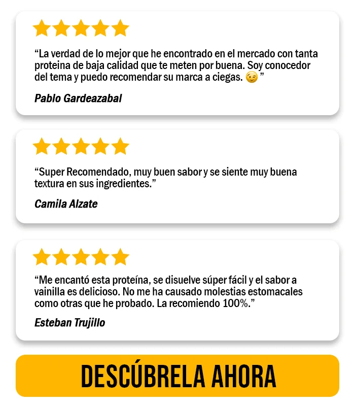 Testimonios Proteina TFP Gold Pro 100% Limpia